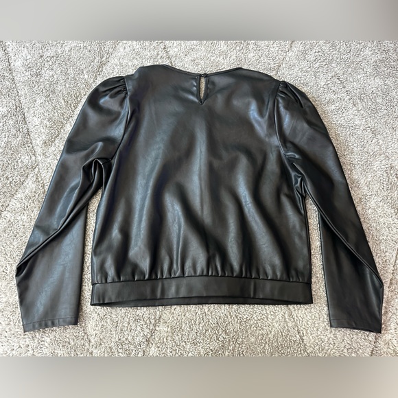 Express Long Puff Sleeve Faux Leather Top - Picture 3 of 3